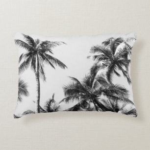 Palm Tree Leaf Black White Accent Pillow