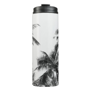 Palm Tree Leaf Black White Thermal Tumbler