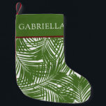 Palm Tree Leaf Pattern Tropical Beach Small Christmas Stocking<br><div class="desc">Christmas at the beach or on an island calls for a themed stocking with a lush green palm leaf pattern and simple red stripe that will look great hanging poolside or in the beach house.</div>