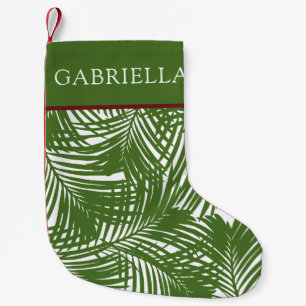 Palm Tree Leaf Pattern Tropical Beach Small Christmas Stocking