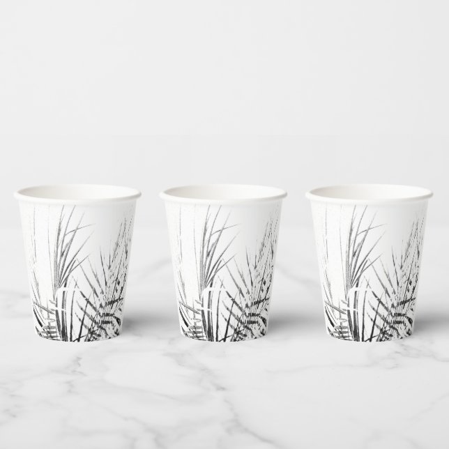 Palm Tree Leaves Minimalism Sketch Paper Cups (Multi)