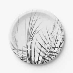 Palm Tree Leaves Minimalism Sketch Paper Plate