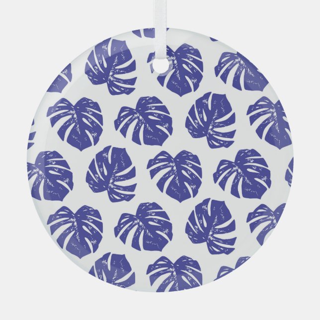 Palm Tree Leaves: Natural Pattern Glass Ornament (Front)