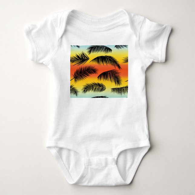 Palm tree leaves: seamless pattern. baby bodysuit (Front)