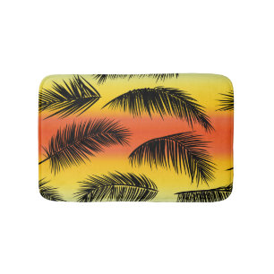 Palm tree leaves: seamless pattern. bath mat
