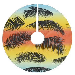 Palm tree leaves: seamless pattern. brushed polyester tree skirt