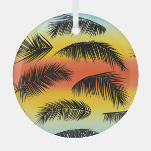 Palm tree leaves: seamless pattern. glass ornament