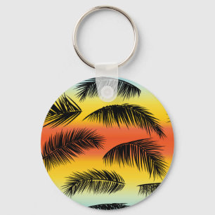 Palm tree leaves: seamless pattern. keychain