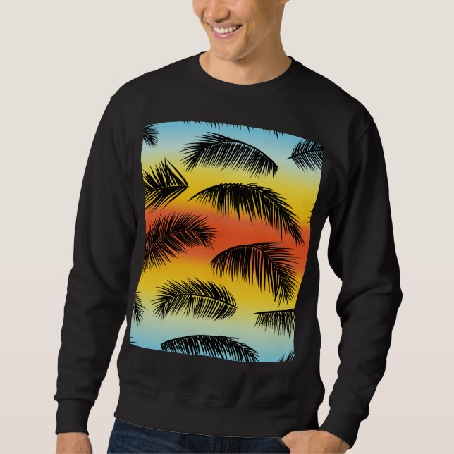 Palm tree leaves: seamless pattern. sweatshirt (Front)