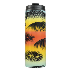 Palm tree leaves: seamless pattern. thermal tumbler
