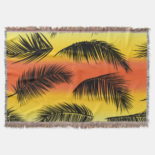 Palm tree leaves: seamless pattern. throw blanket