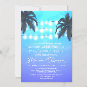 Palm Tree Lights Rehearsal Dinner Invitations
