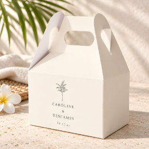 Palm Tree Line Art Custom Destination Wedding Favor Box
