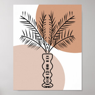 Palm Tree Line Hand Drawn Art Shapes Poster