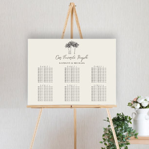 Palm Tree Minimalist Wedding 6 Table Seating Poster