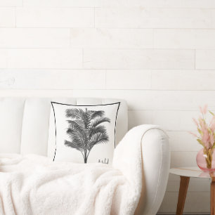 Palm Tree Modern Black White Personal Throw Pillow