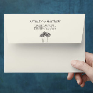 Palm Tree Modern Minimalist Destination Wedding Envelope