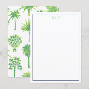 Palm Tree Monogrammed Stationary Invitation