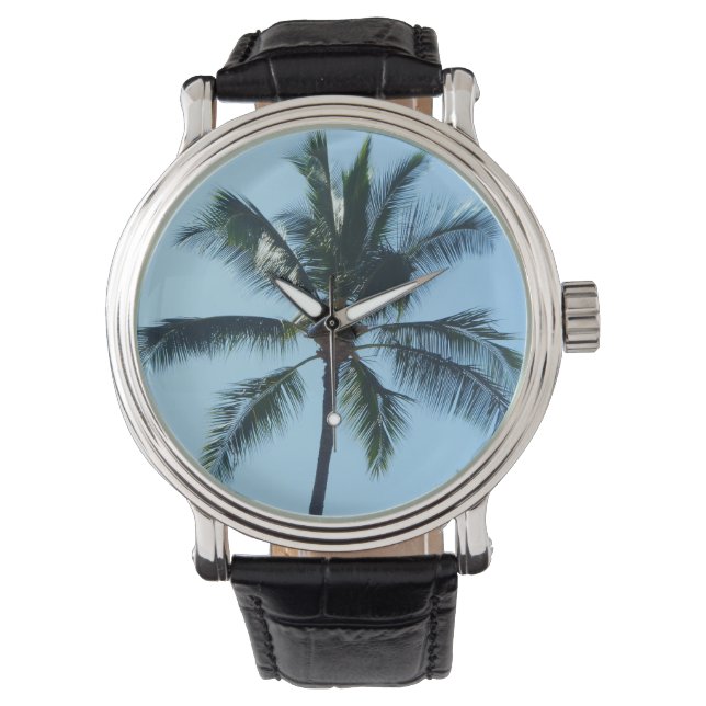 *Palm Tree* Montre en cuir (devant)