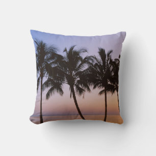 Palm tree, morning throw pillow
