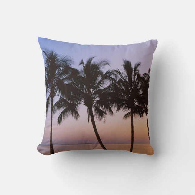 Palm tree, morning throw pillow (Front)