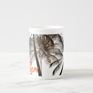 Palm Tree Motivation Art – Fully Customizable Bone China Mug