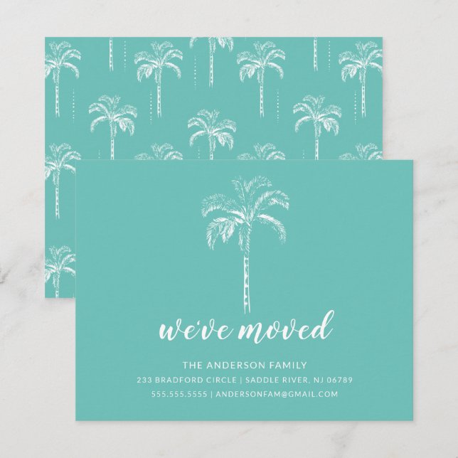 Palm Tree Moving Faire-part moderne (Devant / Derrière)