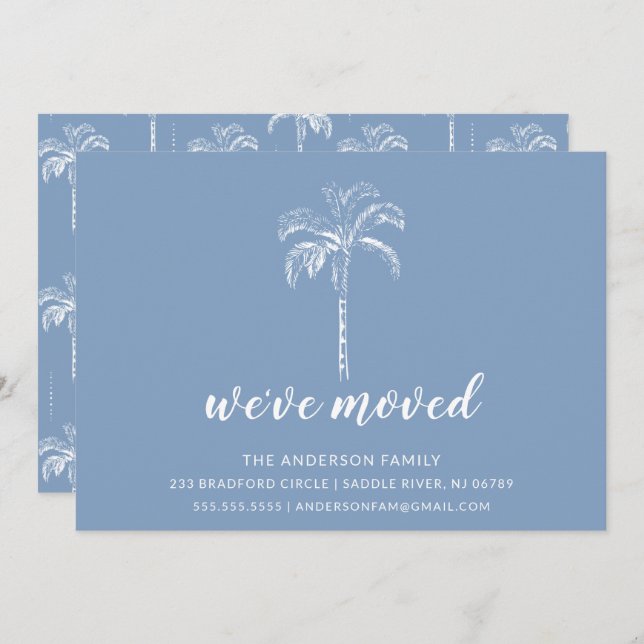 Palm Tree Moving Faire-part moderne (Devant / Derrière)