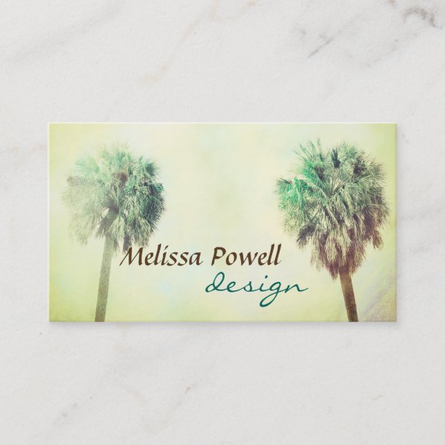 palm tree nature art custom double sided business card (Front)