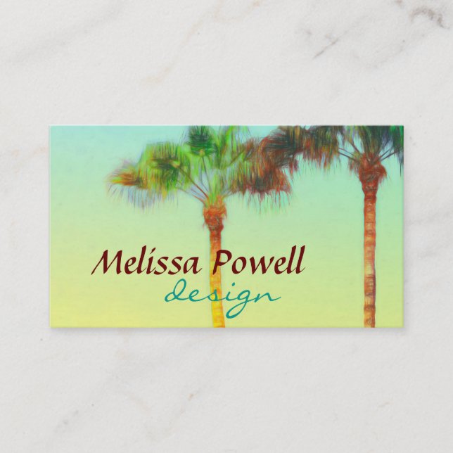 palm tree nature photo art custom double sided business card (Front)