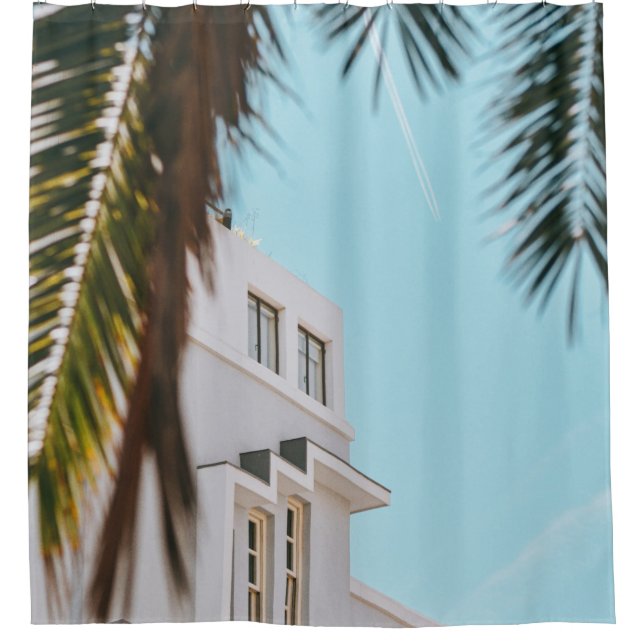 Palm tree near white concrete building (Front)