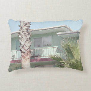PALM TREE NEAR WHITE CONCRETE HOUSE ACCENT PILLOW