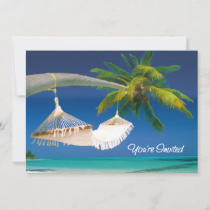 Palm Tree, Ocean & Hammock You're Invited Invitation