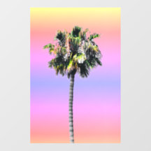 Palm Tree Ombre Pink Blue Yellow Wall Decal