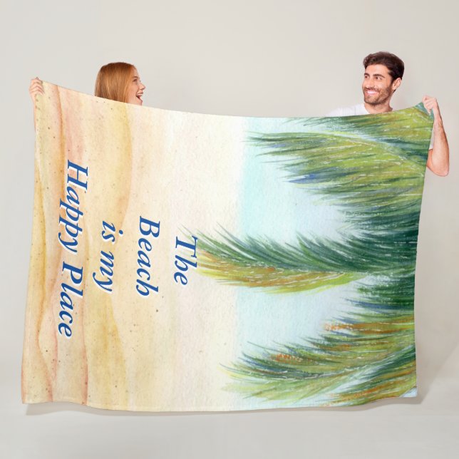 Palm tree on a sunny day on the beach fleece blanket (In Situ)