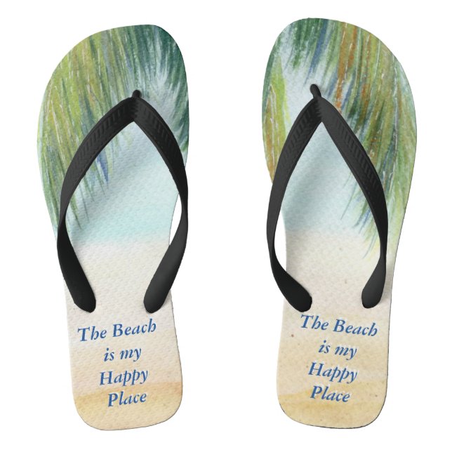 Palm tree on a sunny day on the beach flip flops (Footbed)