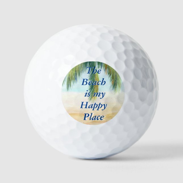Palm tree on a sunny day on the beach golf balls (Front)