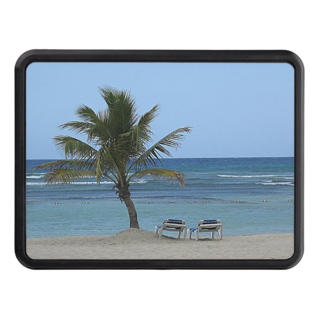 Palm Tree on the Beach Trailer Hitch Cover (Front)