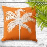 Palm Tree Orange Throw Pillow<br><div class="desc">Modern tropical theme on this bright orange throw pillow</div>