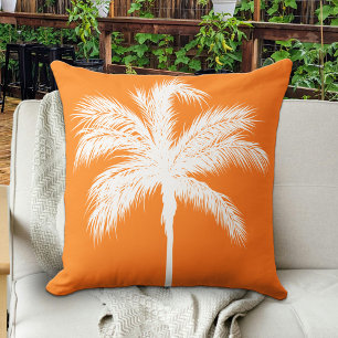 Palm Tree Orange Throw Pillow