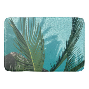 palm tree over the water bath mat