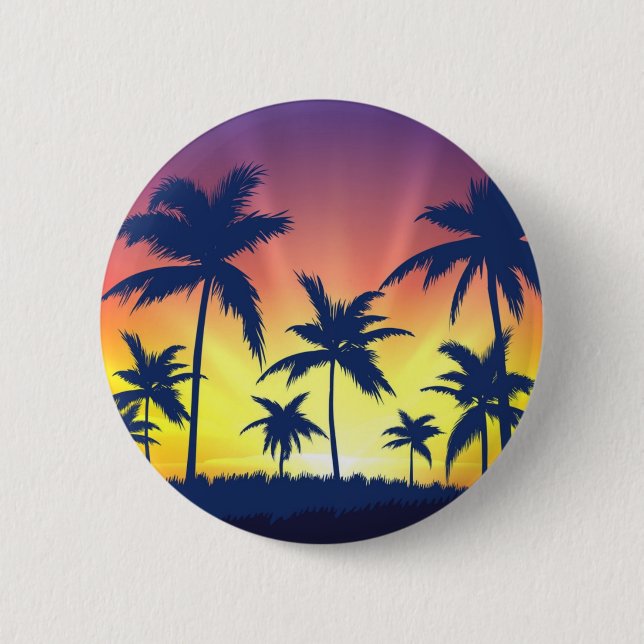 Palm tree pattern 2 inch round button (Front)