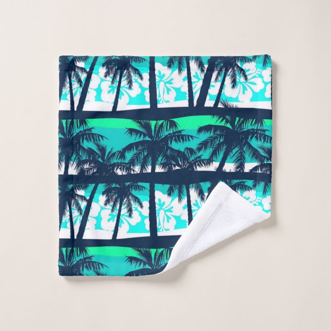 Palm tree pattern bath towel set (Wash Cloth)