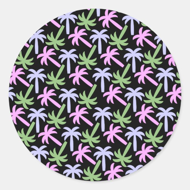 palm tree pattern classic round sticker (Front)