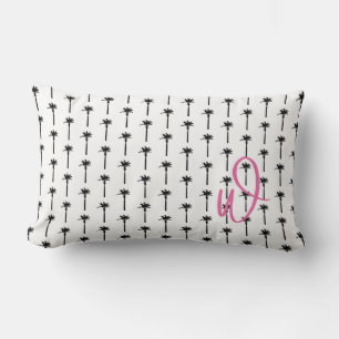 Palm Tree Pattern INITIAL Travel Tropical Fun Lumbar Pillow