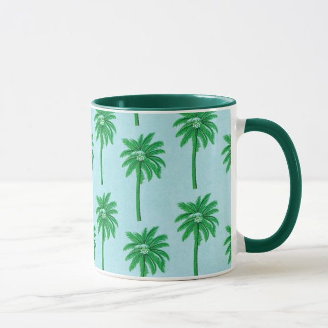 Palm Tree Pattern on Blue Mug (Right)