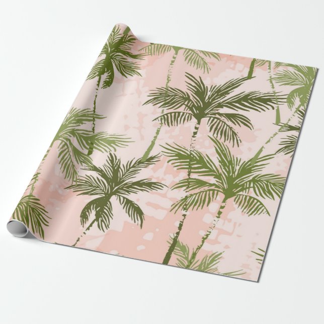Palm tree pattern wrapping paper (Unrolled)
