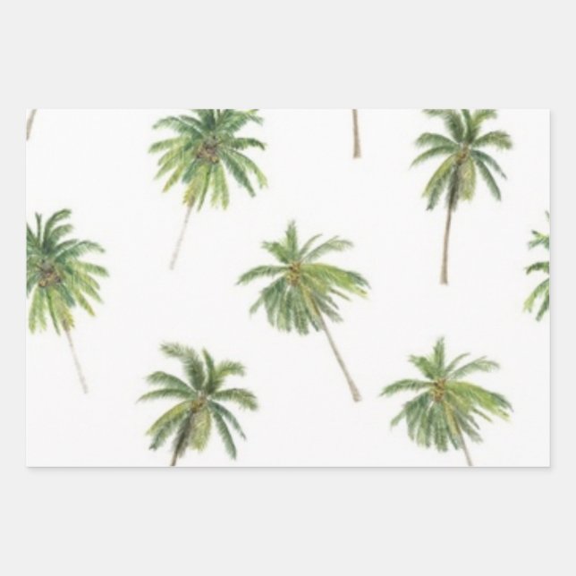 Palm tree pattern wrapping paper sheet (Front)