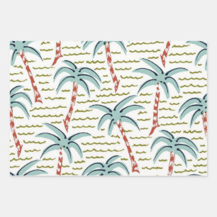 Palm tree pattern wrapping paper sheet