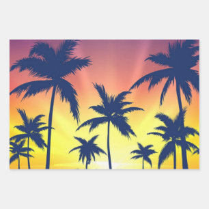 Palm tree pattern wrapping paper sheet